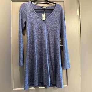 Express ribbed sleeve heather red navy long sleeve sweater dress